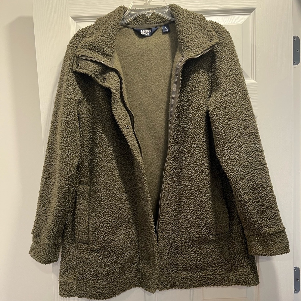 Jacket, Sherpa fleece, Lands End, green